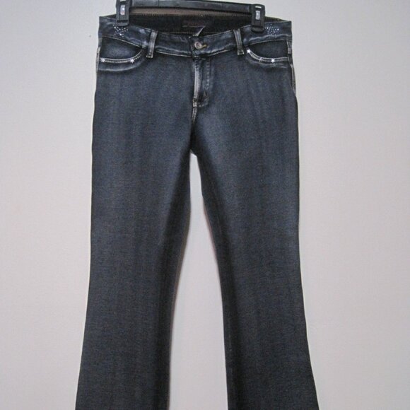 Jw Maxx Pants - JW Maxx Pants Women's Large Cotton Blue Skinny Leg Pull On Stretch Studded Stars